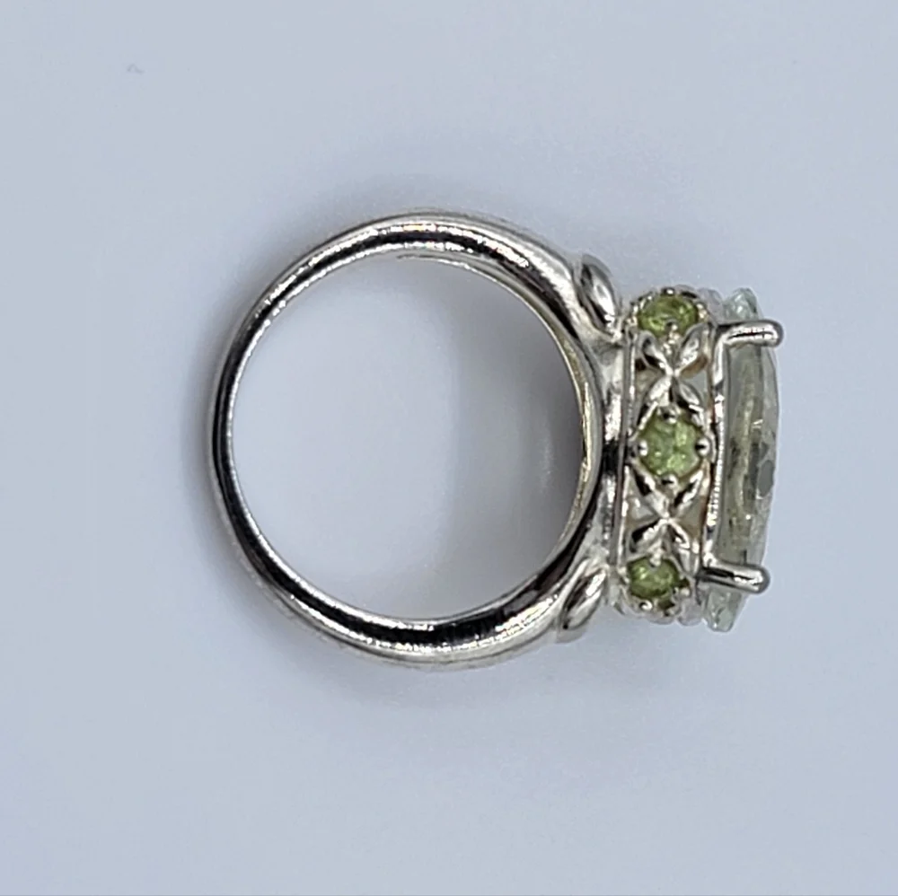 Silver 925 Ring With Green Stones #2351 - Picture 8 of 15